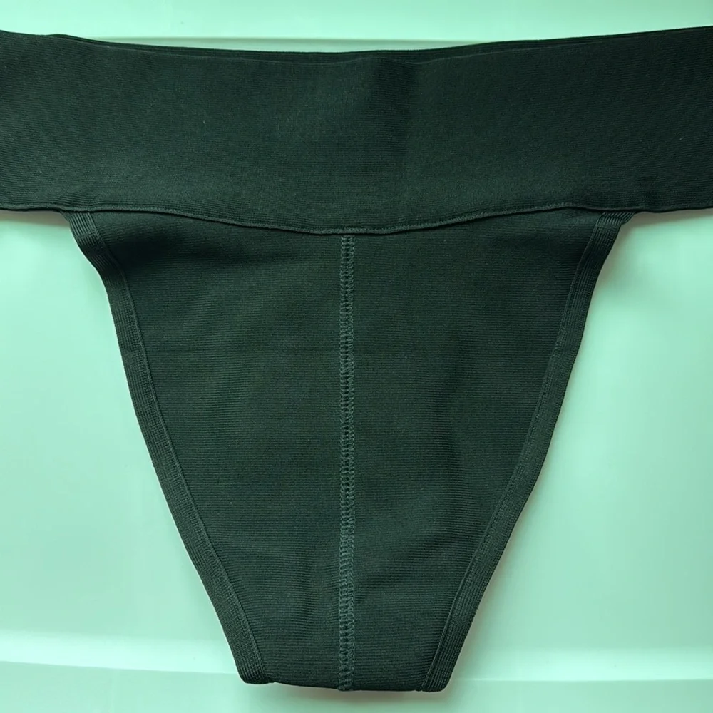 Skims Knit Swim Cheeky Bikini Bottom Onyx 4X